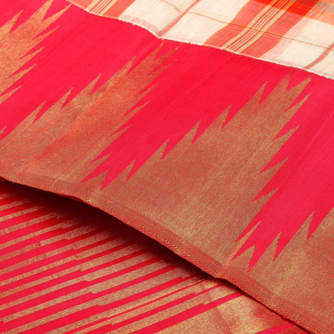 Kuberan White Pink Kanchivaram Silk Saree