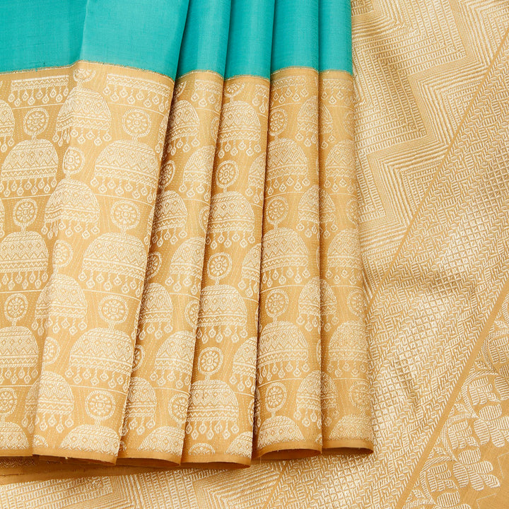 Kuberan Blue Beige Kanchivaram Silk Saree