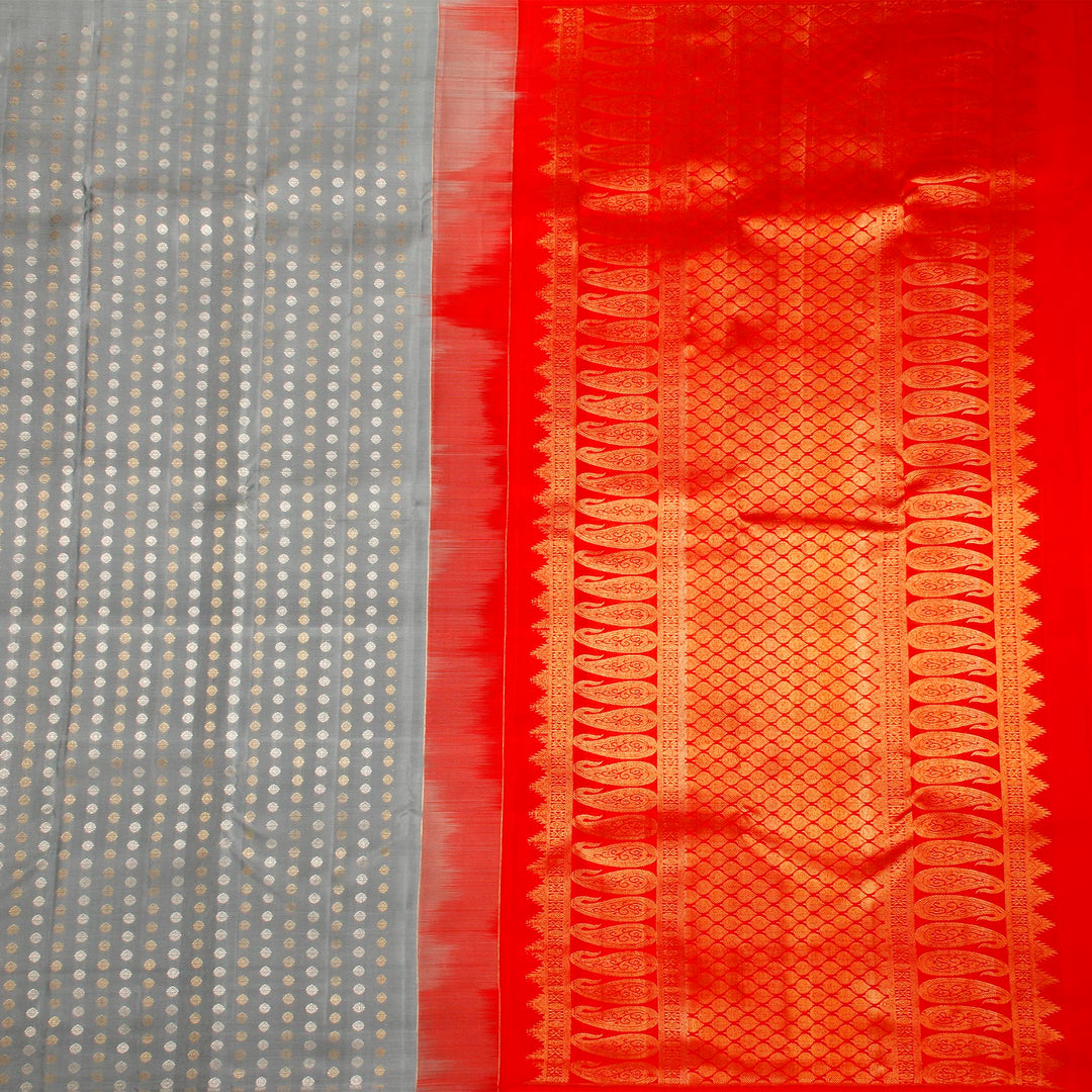 Kuberan Grey Red Kanchivaram Silk Saree