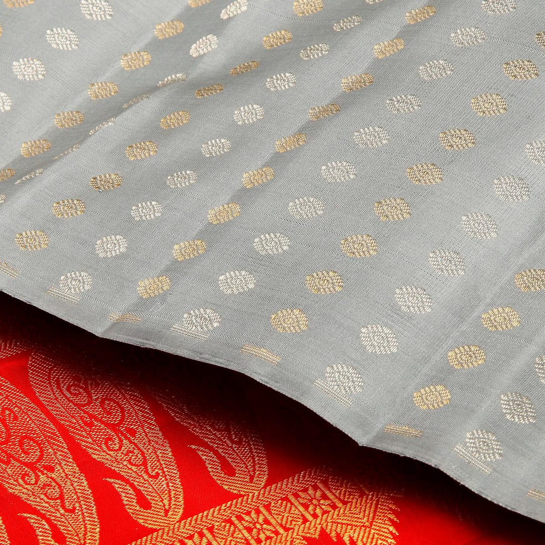 Kuberan Grey Red Kanchivaram Silk Saree