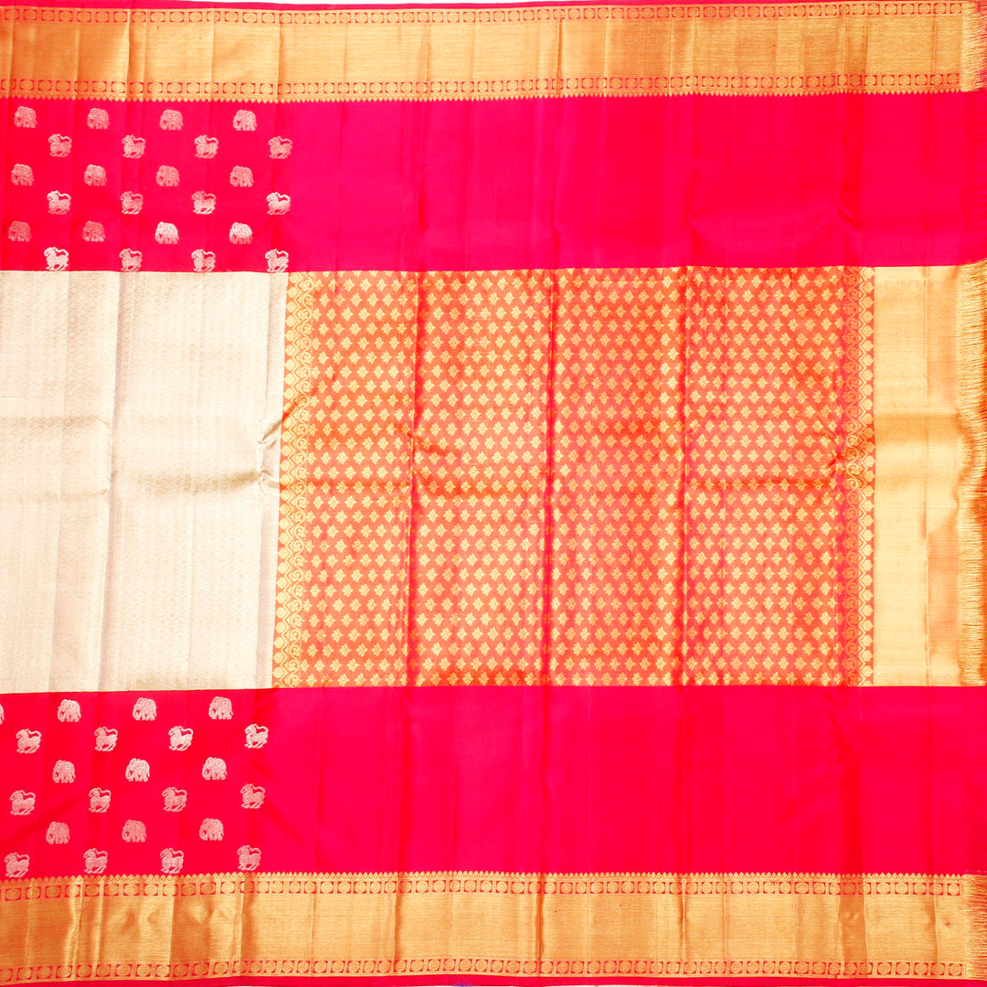 Kuberan white Red Kanchipuram Silk Saree