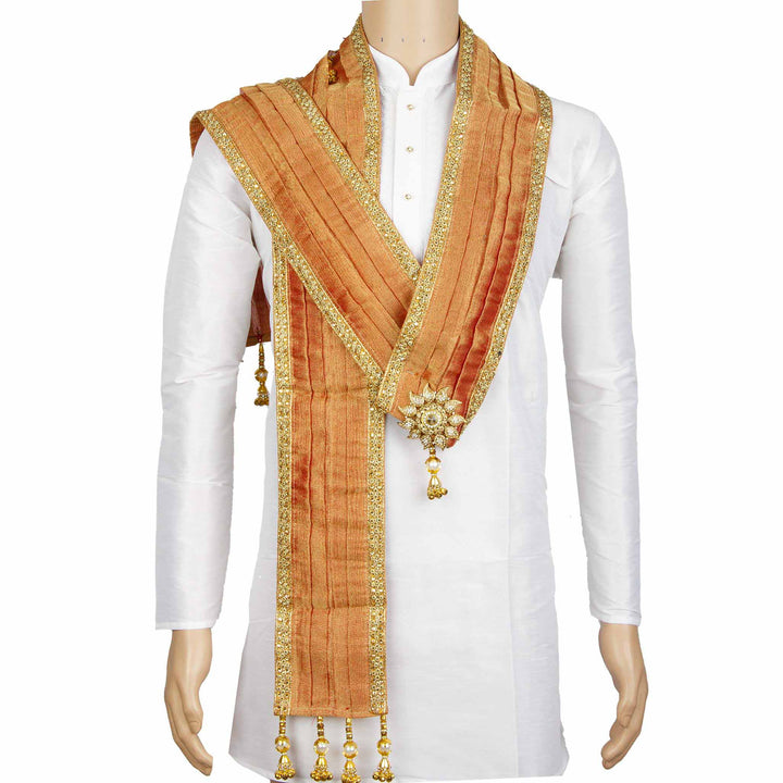 Kuberan Peach Gold Wedding Stole