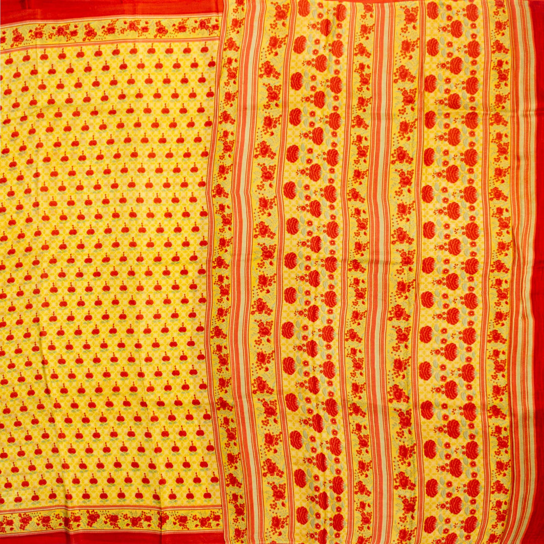 Kuberan Yellow Red Habotai Pure Silk Saree