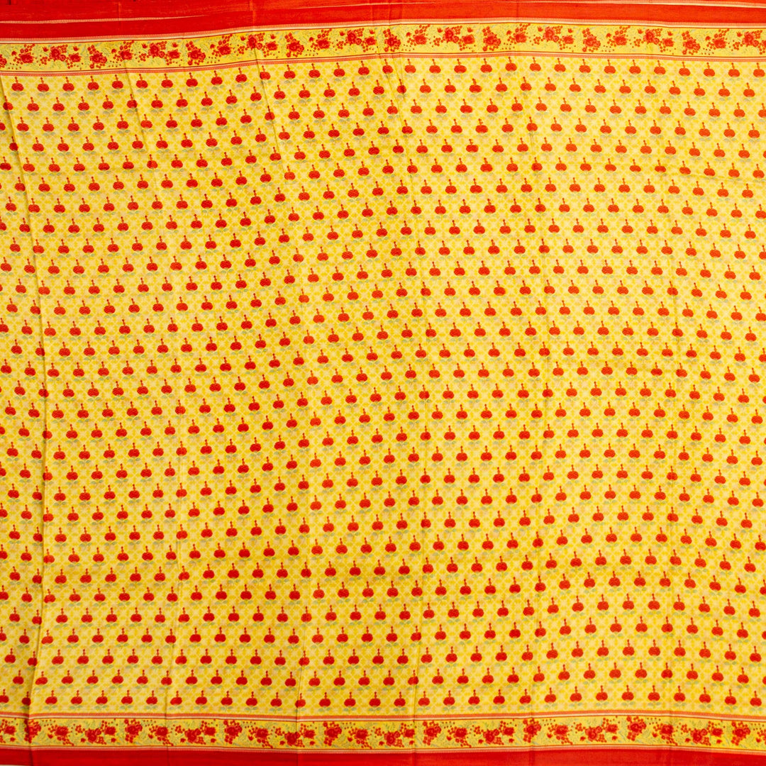 Kuberan Yellow Red Habotai Pure Silk Saree