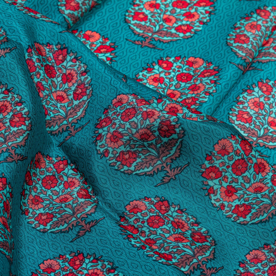 Kuberan Blue Pink Pure Crepe Silk Saree