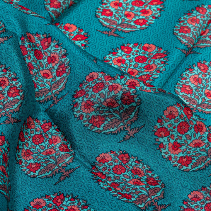 Kuberan Blue Pink Pure Crepe Silk Saree