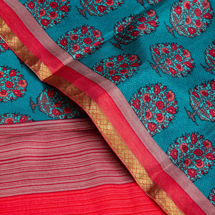 Kuberan Blue Pink Pure Crepe Silk Saree