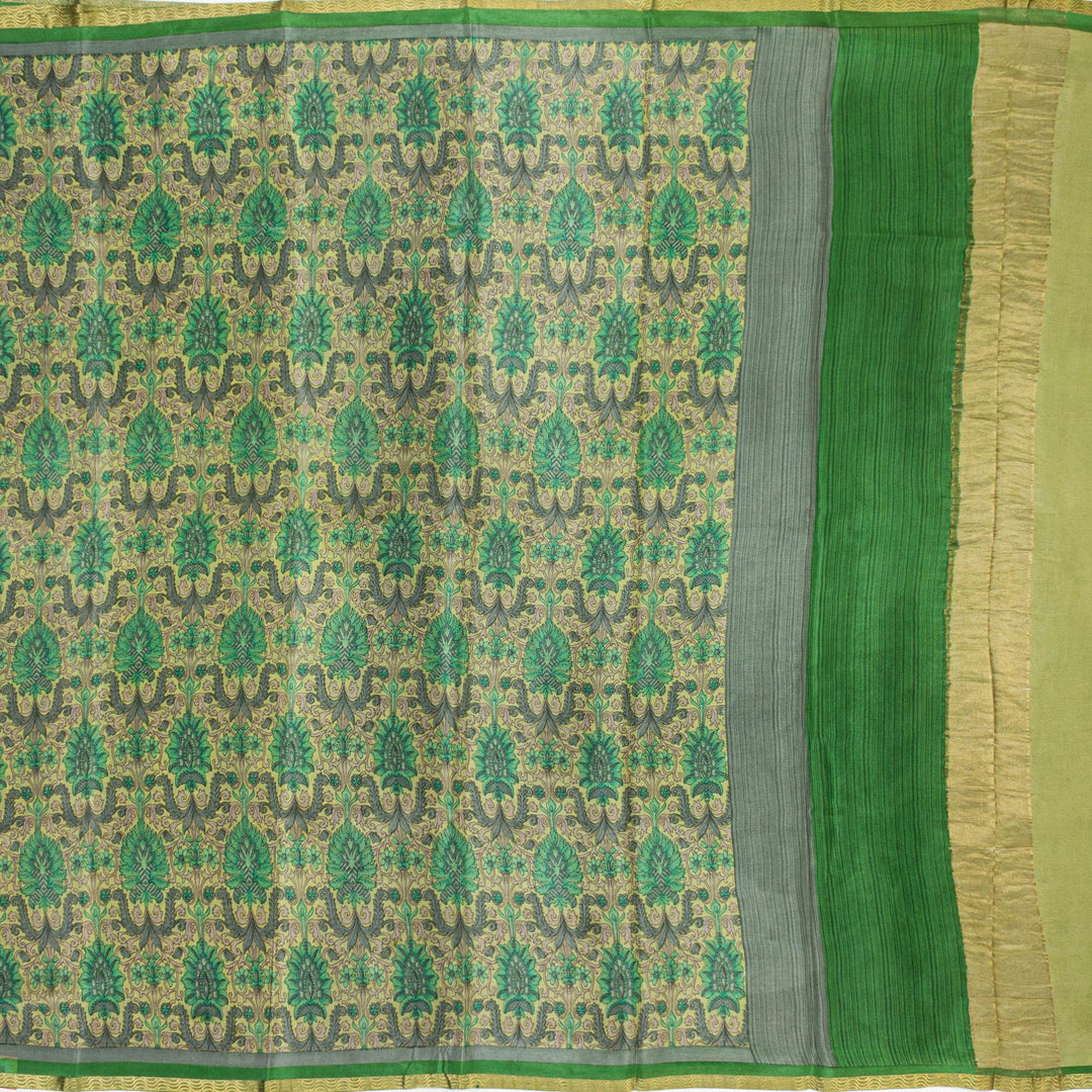 Kuberan Green Pure Crepe Silk Saree
