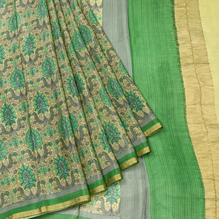 Kuberan Green Pure Crepe Silk Saree