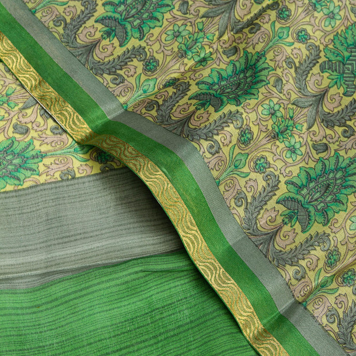Kuberan Green Pure Crepe Silk Saree