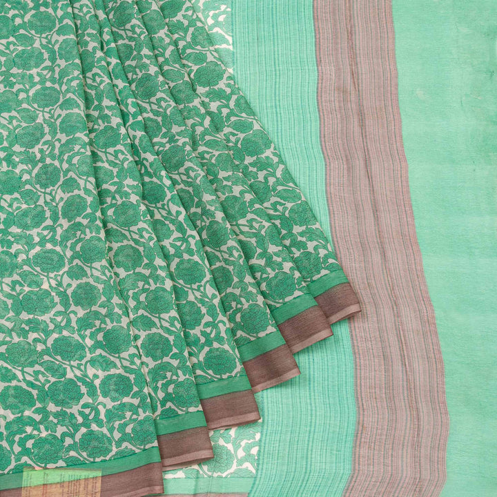 Kuberan Light Green Pure Crepe Silk Saree