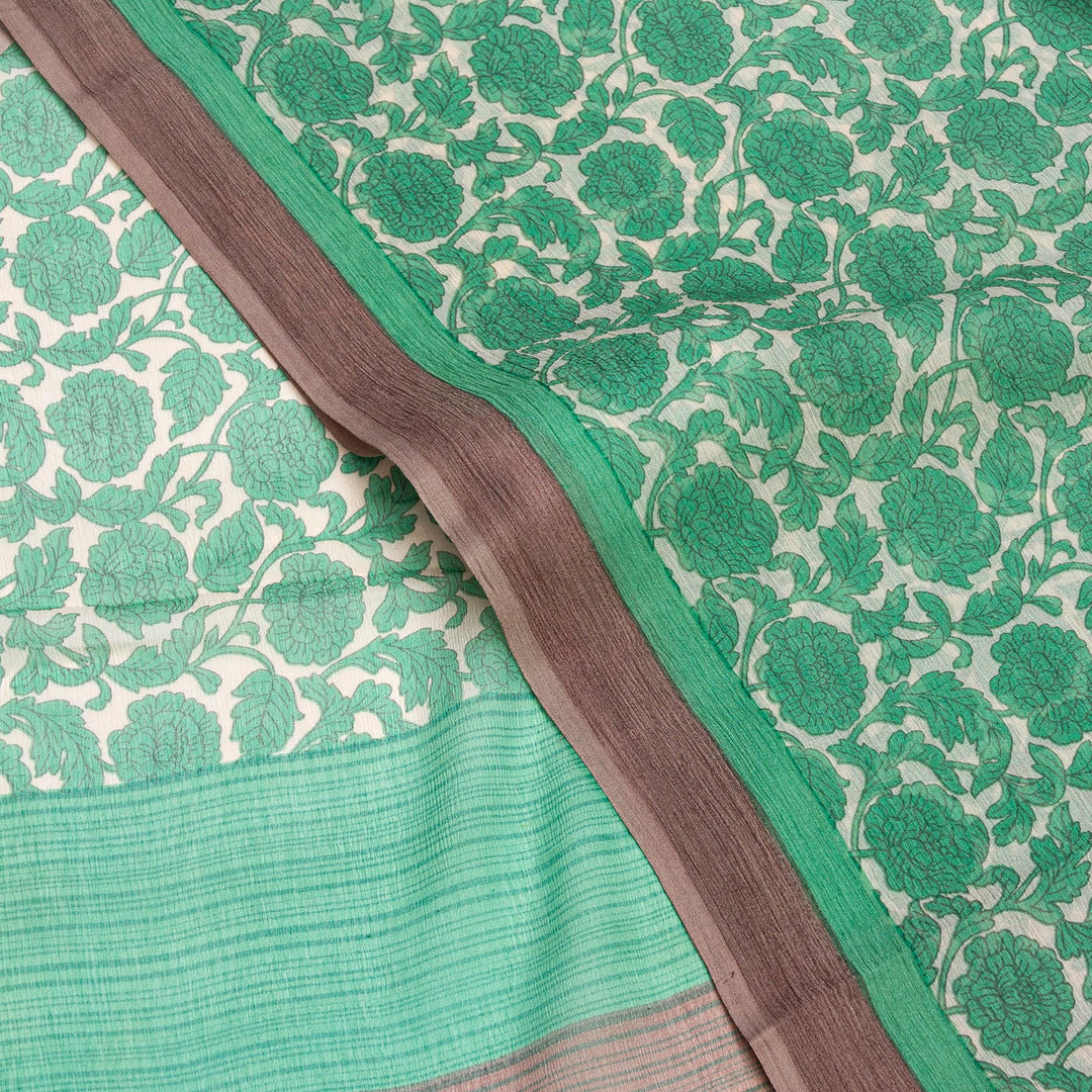 Kuberan Light Green Pure Crepe Silk Saree