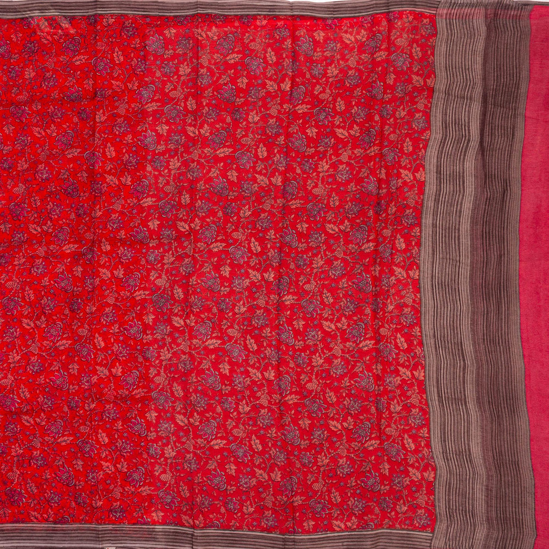 Kuberan Red Pure Chiffon Silk Saree