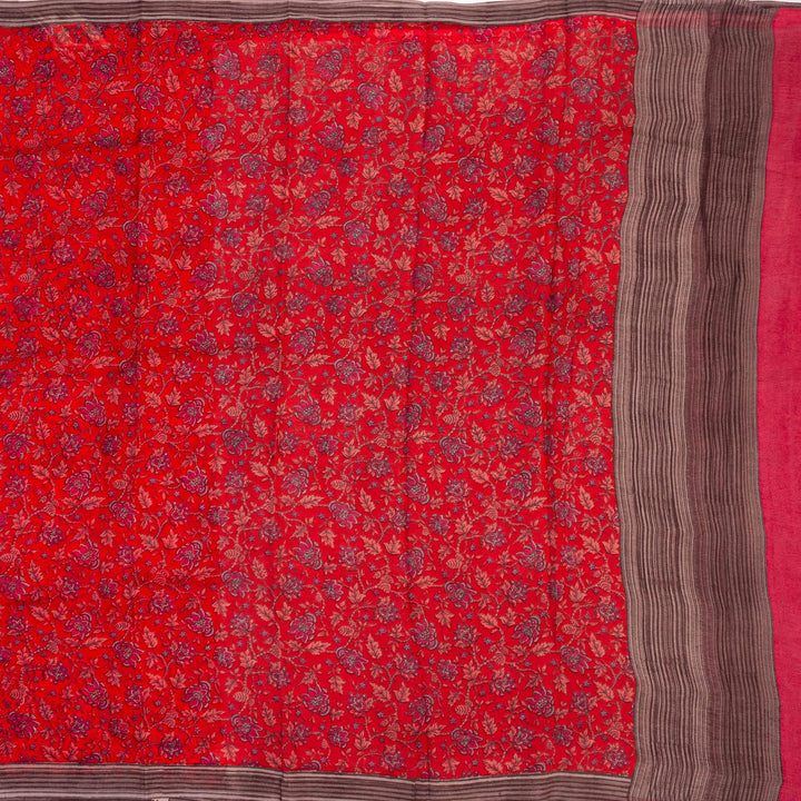 Kuberan Red Pure Chiffon Silk Saree