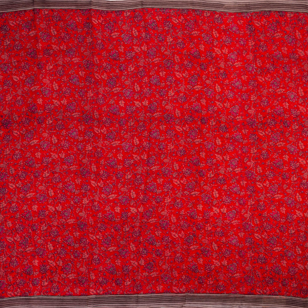 Kuberan Red Pure Chiffon Silk Saree