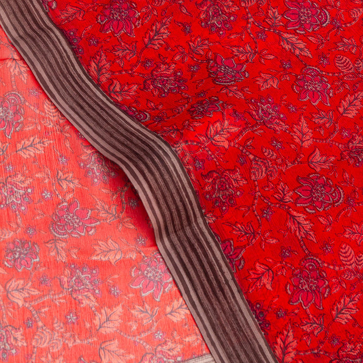 Kuberan Red Pure Chiffon Silk Saree