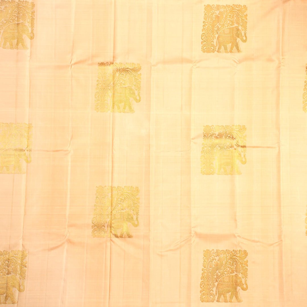 Kuberan Cream Pink Kanchivaram Silk Saree