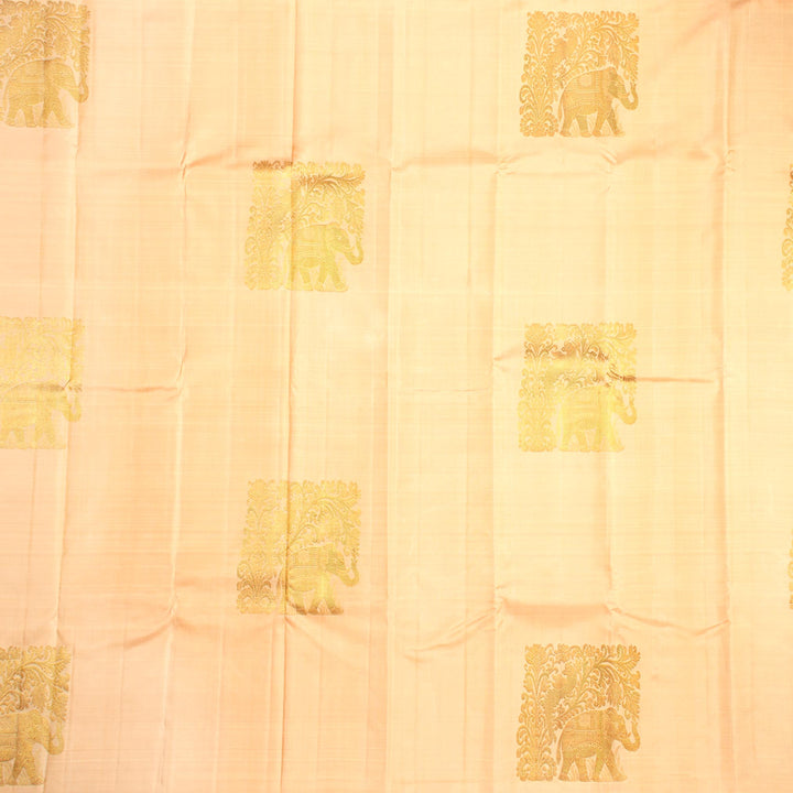 Kuberan Cream Pink Kanchivaram Silk Saree