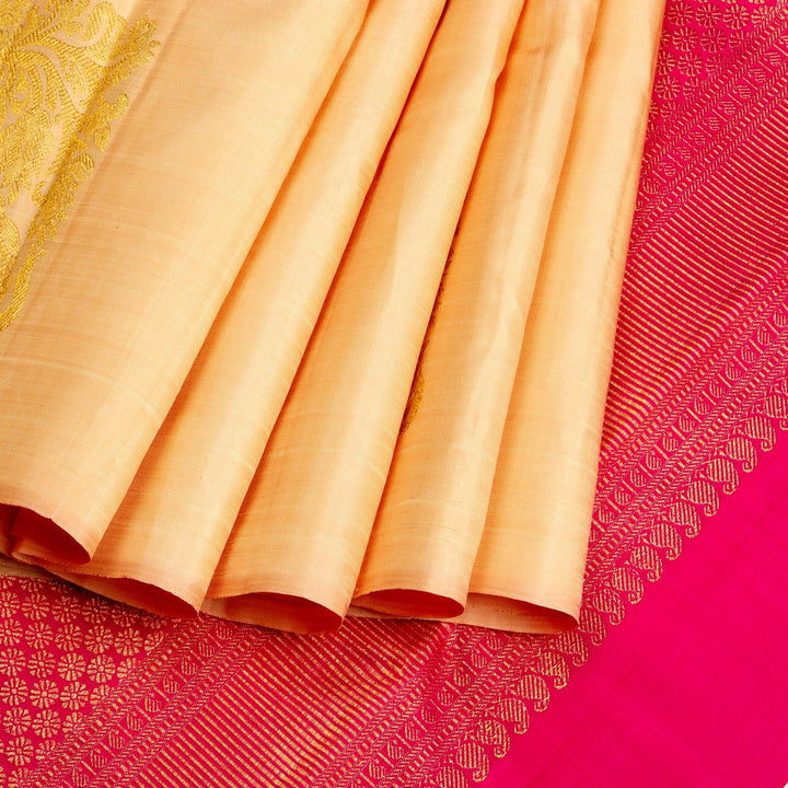 Kuberan Cream Pink Kanchivaram Silk Saree