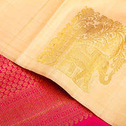 Kuberan Cream Pink Kanchivaram Silk Saree