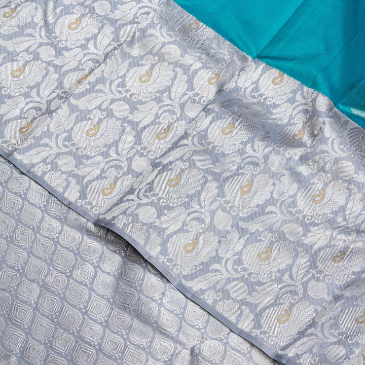 Kuberan Blue Grey Kanchivaram Silk Saree