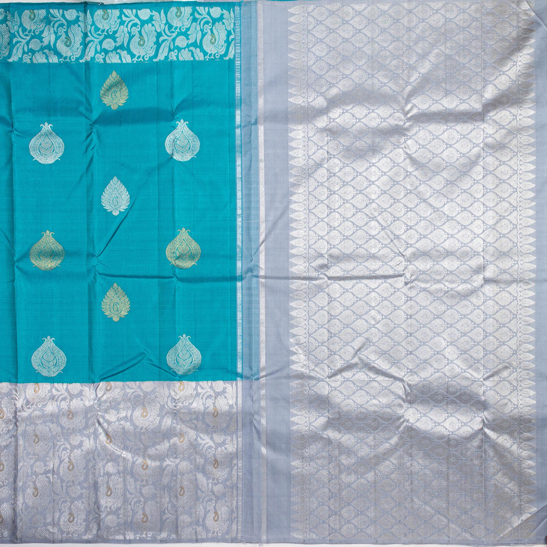 Kuberan Blue Grey Kanchivaram Silk Saree