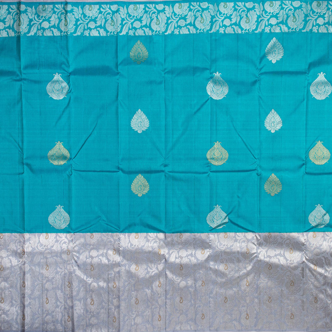 Kuberan Blue Grey Kanchivaram Silk Saree