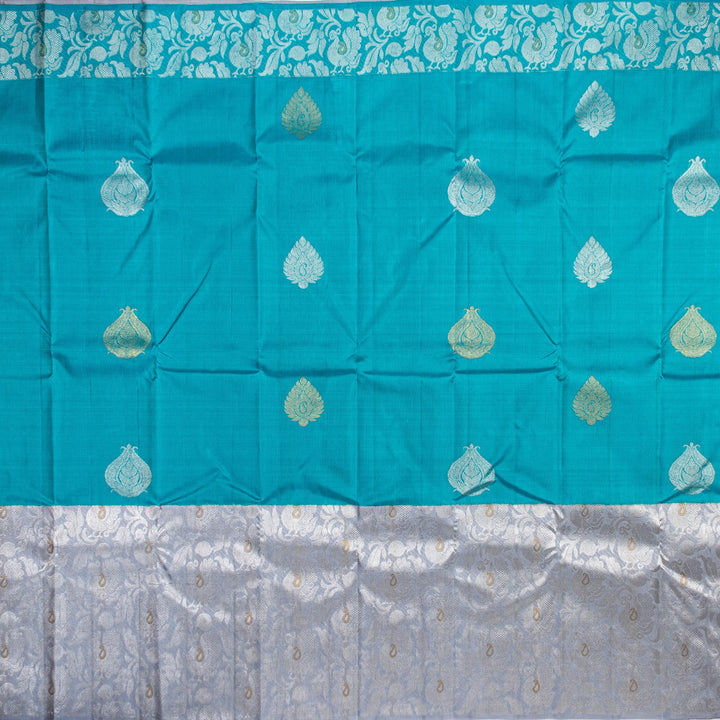 Kuberan Blue Grey Kanchivaram Silk Saree