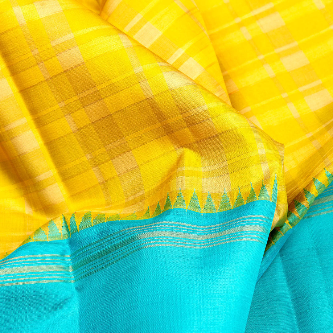Kuberan Yellow Blue Kanchivaram Silk Saree