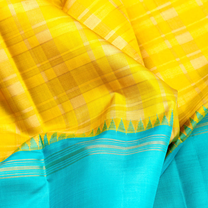 Kuberan Yellow Blue Kanchivaram Silk Saree