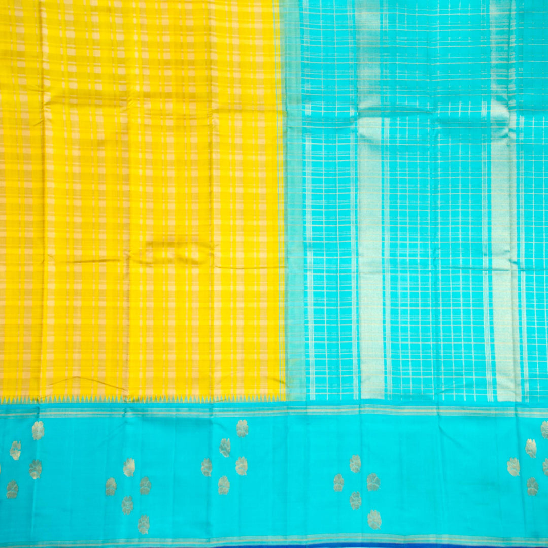 Kuberan Yellow Blue Kanchivaram Silk Saree
