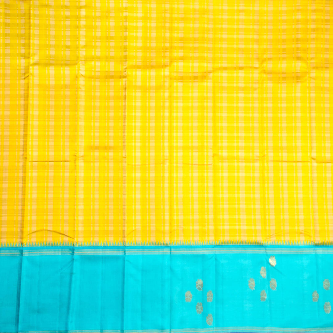 Kuberan Yellow Blue Kanchivaram Silk Saree