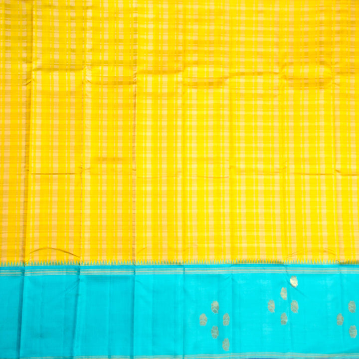 Kuberan Yellow Blue Kanchivaram Silk Saree