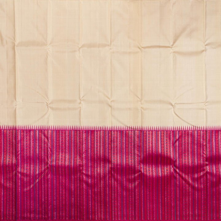 Kuberan Cream Pink Kanchivaram Silk Saree