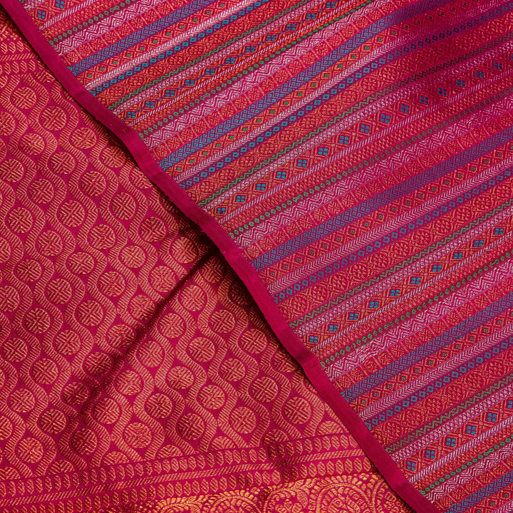Kuberan Cream Pink Kanchivaram Silk Saree