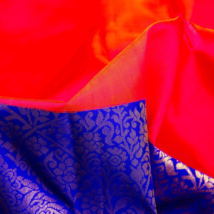 Kuberan Orange Blue Kanchivaram Silk Saree