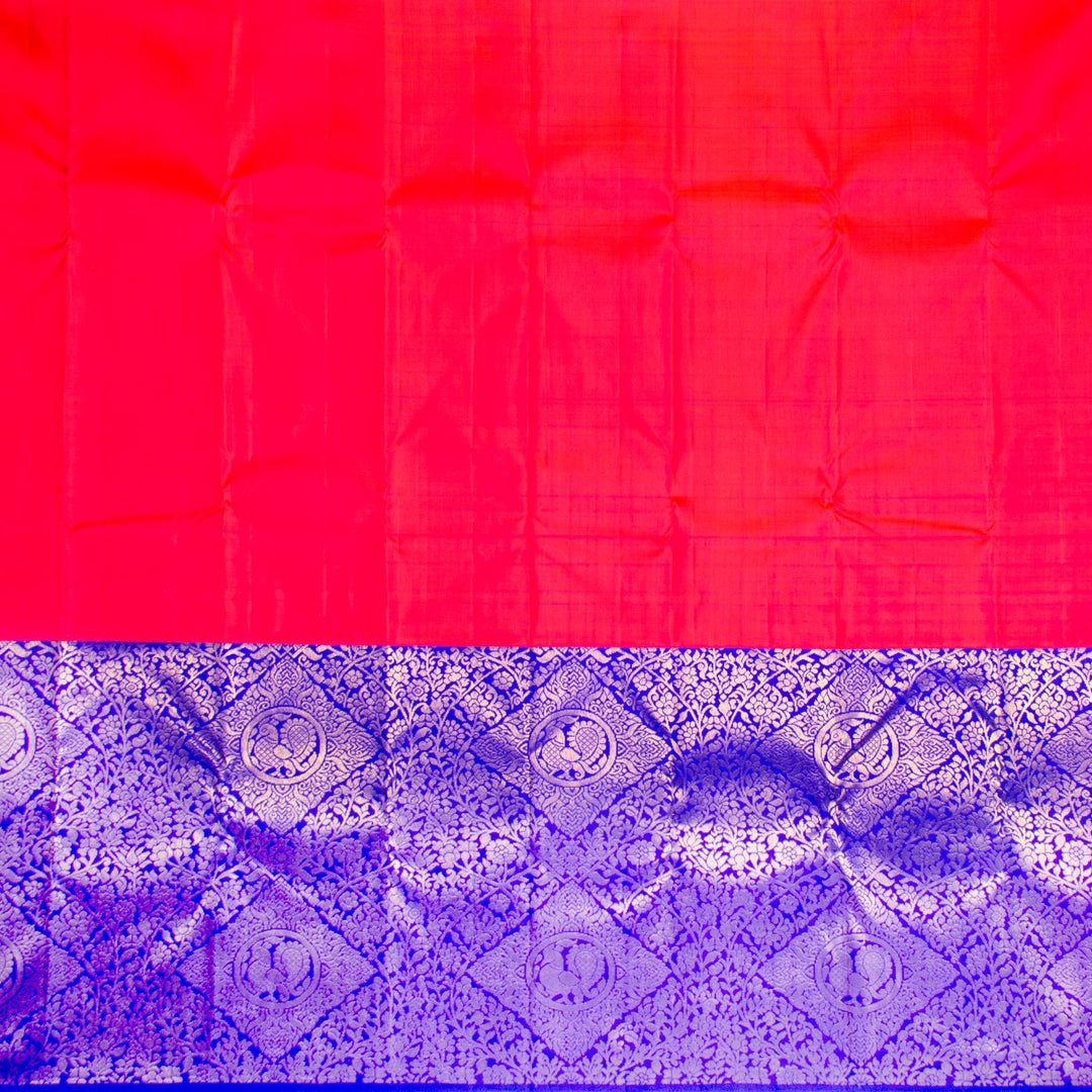 Kuberan Orange Blue Kanchivaram Silk Saree
