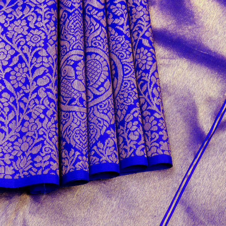 Kuberan Orange Blue Kanchivaram Silk Saree