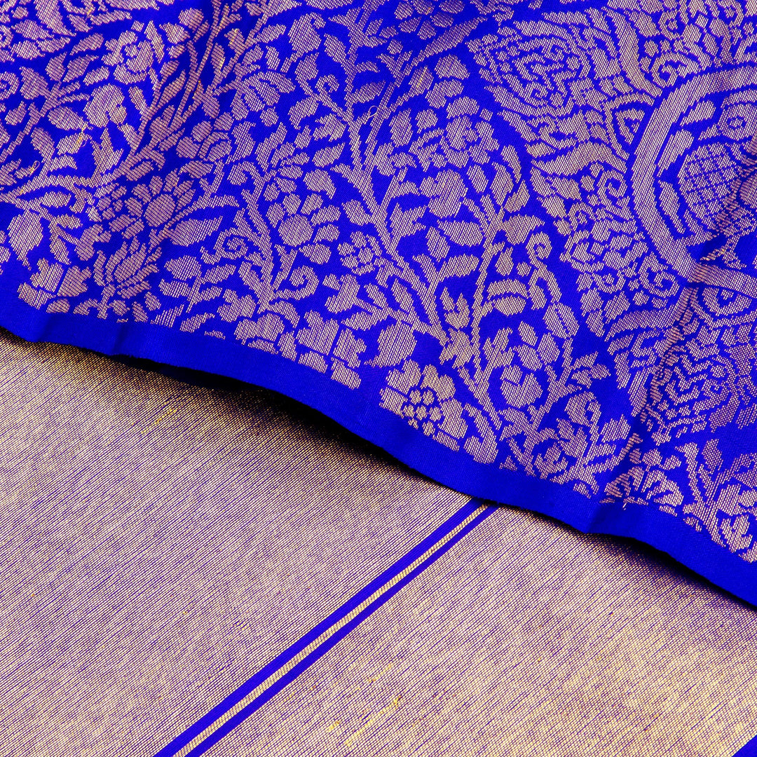 Kuberan Orange Blue Kanchivaram Silk Saree