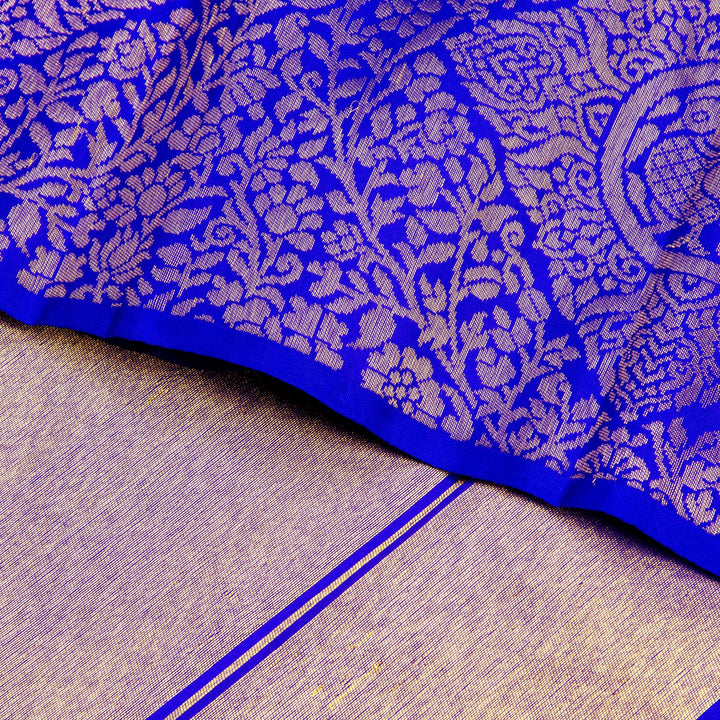 Kuberan Orange Blue Kanchivaram Silk Saree