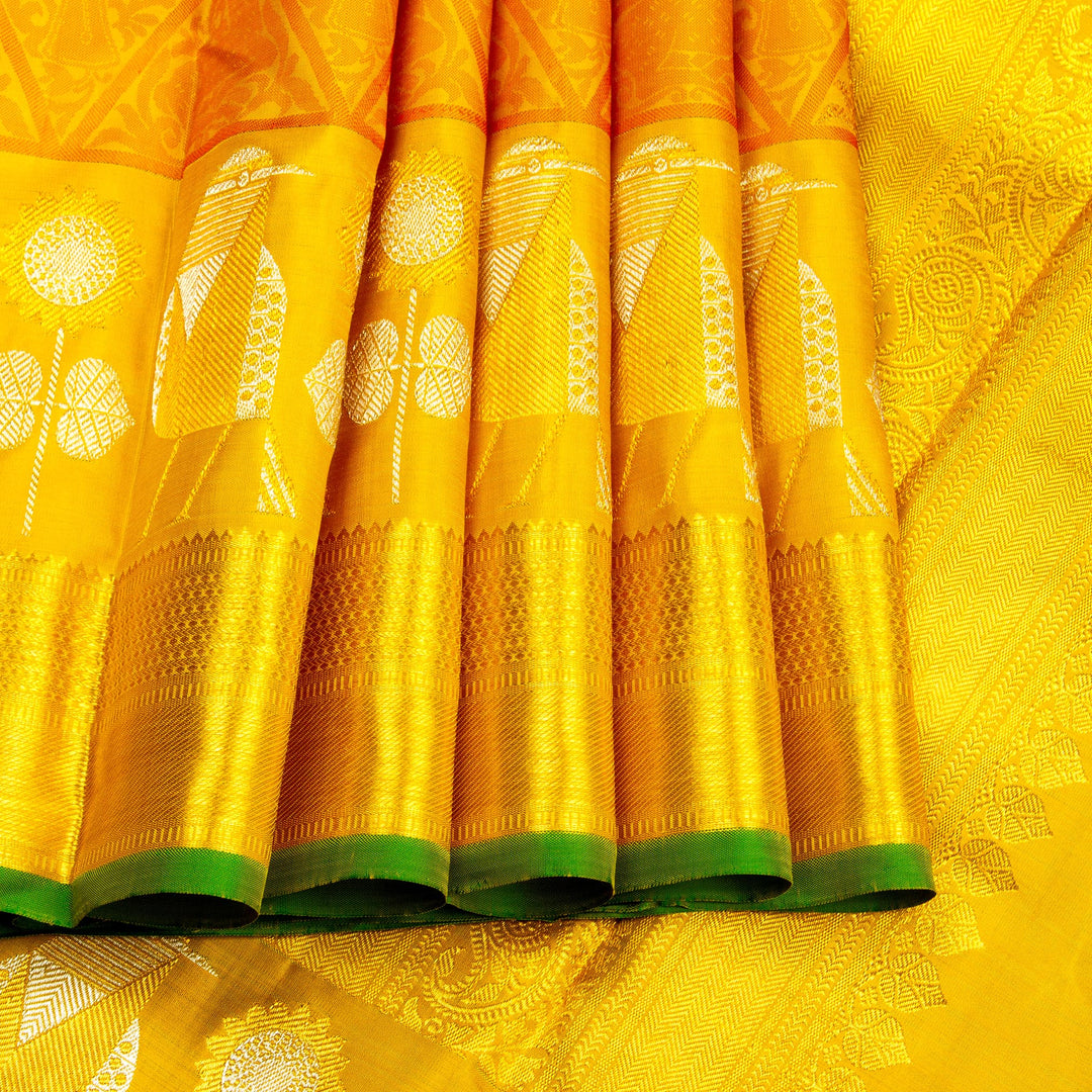 Beige Golden Kanchivaram Silk Saree