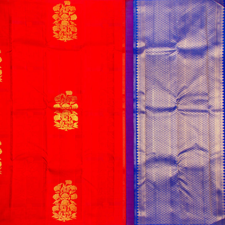 Kuberan Red Blue Kanchivaram Silk Saree
