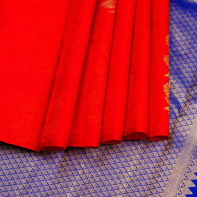 Kuberan Red Blue Kanchivaram Silk Saree