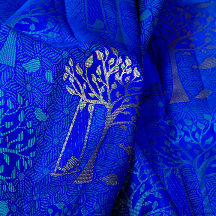 Kuberan Blue Red Kanchivaram Silk Saree