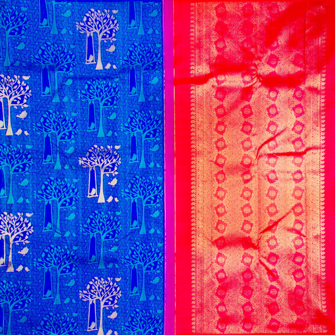 Kuberan Blue Red Kanchivaram Silk Saree