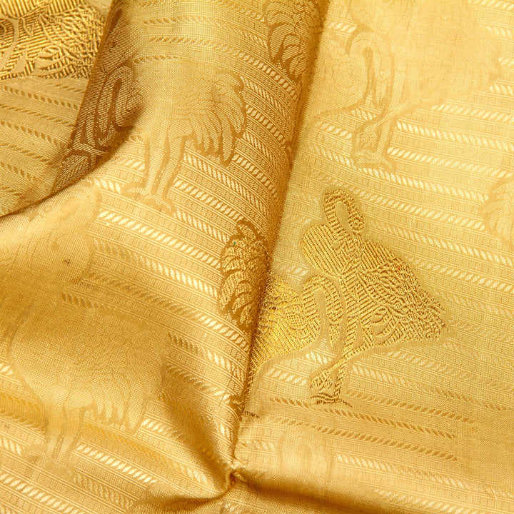 Kuberan Cream Blue Kanchivaram Silk Saree