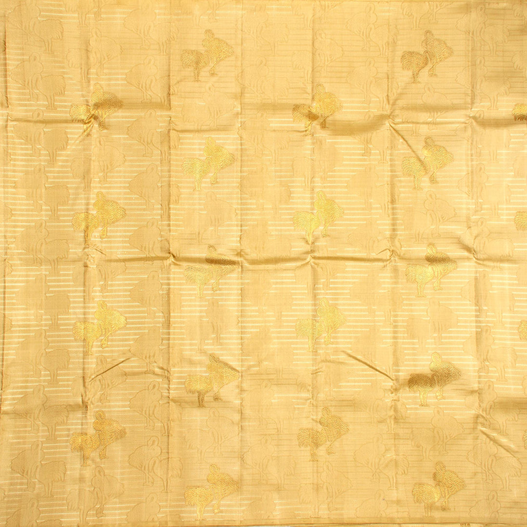 Kuberan Cream Blue Kanchivaram Silk Saree