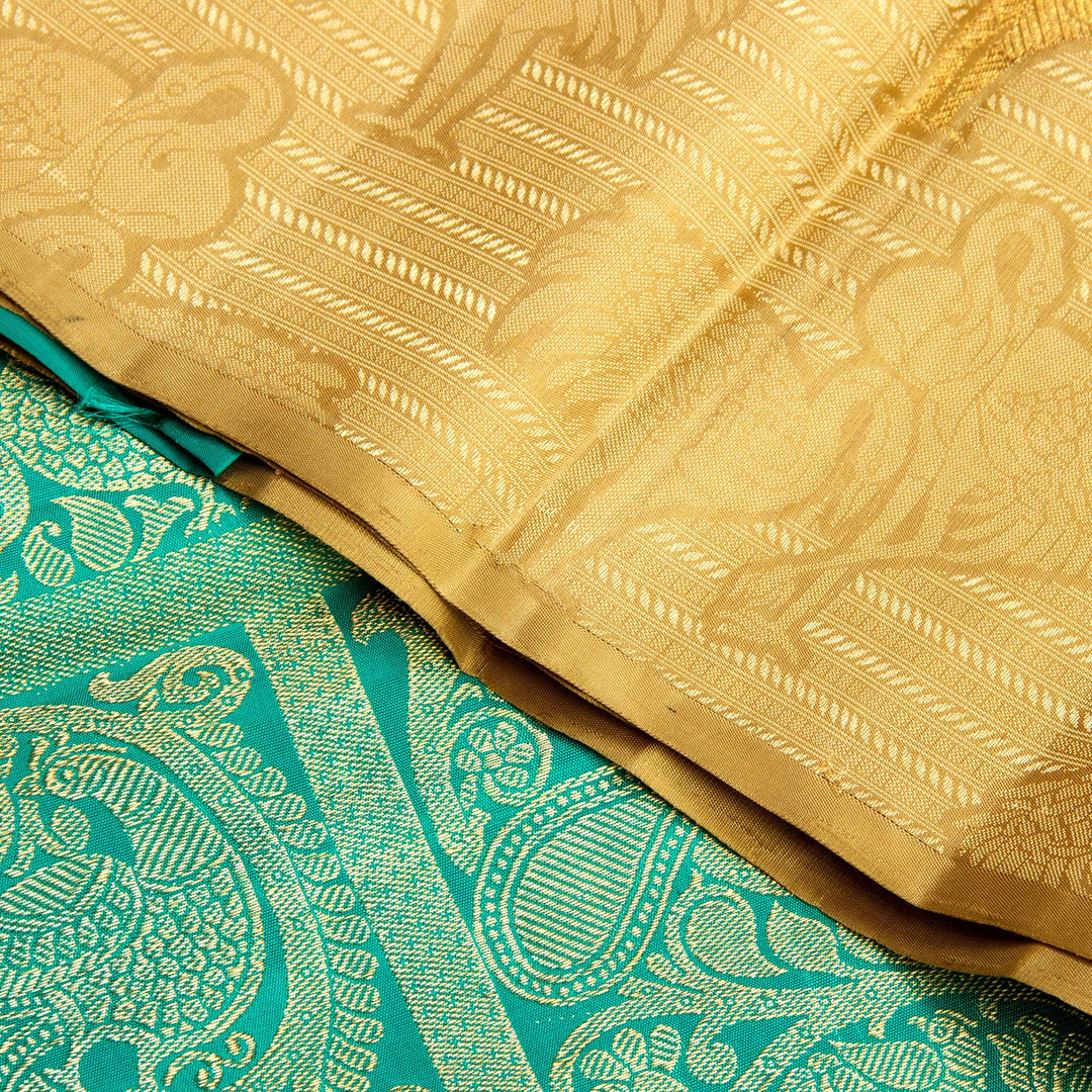 Kuberan Cream Blue Kanchivaram Silk Saree