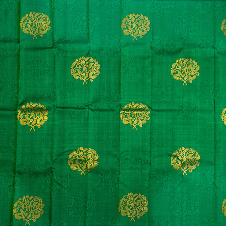Kuberan Dark Green Yellow Kanchivaram Silk Saree