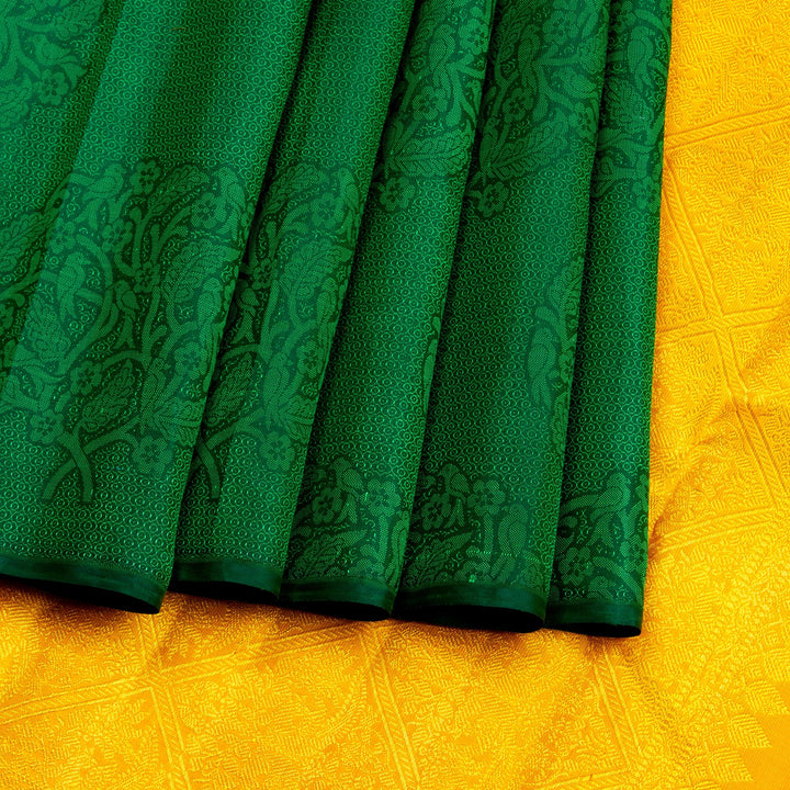 Kuberan Dark Green Yellow Kanchivaram Silk Saree